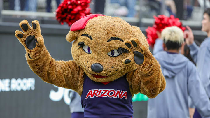 Nov 2, 2024; Orlando, Florida, USA; Arizona’s mascot Wilma the Wildcat performs during a game against the UCF Knights at FBC Mortgage Stadium. Mandatory Credit: Mike Watters-Imagn Images Nov 2, 2024; Orlando, Florida, USA; Arizona’s mascot Wilma the Wildcat performs during a game against the UCF Knights at FBC Mortgage Stadium. Mandatory Credit: Mike Watters-Imagn Images