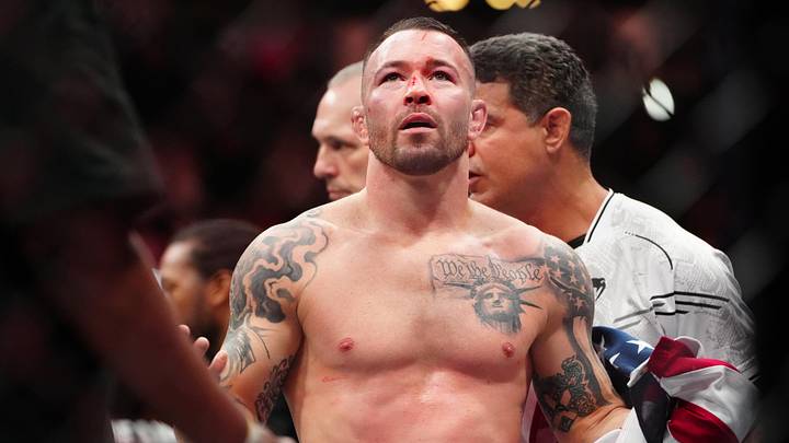 Dec 16, 2023; Las Vegas, Nevada, USA; Colby Covington reacts after losing to Leon Edwards (not pictured) during UFC 296 at T-Mobile Arena. Mandatory Credit: Stephen R. Sylvanie-Imagn Images Dec 16, 2023; Las Vegas, Nevada, USA; Colby Covington reacts after losing to Leon Edwards (not pictured) during UFC 296 at T-Mobile Arena. Mandatory Credit: Stephen R. Sylvanie-Imagn Images