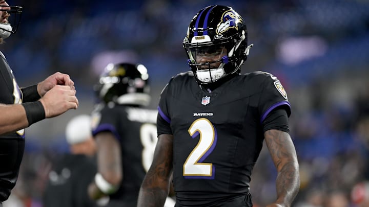 Nov 16, 2023; Baltimore, Maryland, USA; Baltimore Ravens quarterback Tyler Huntley (2) warms up before a game against the Cincinnati Bengals at M&T Bank Stadium. Mandatory Credit: Tommy Gilligan-Imagn Images Nov 16, 2023; Baltimore, Maryland, USA; Baltimore Ravens quarterback Tyler Huntley (2) warms up before a game against the Cincinnati Bengals at M&T Bank Stadium. Mandatory Credit: Tommy Gilligan-Imagn Images