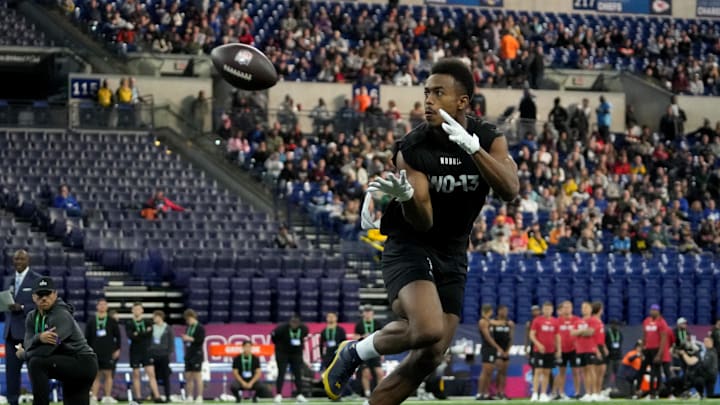 Mar 2, 2024; Indianapolis, IN, USA; Michigan wide receiver Cornelius Johnson (WO13) during the 2024