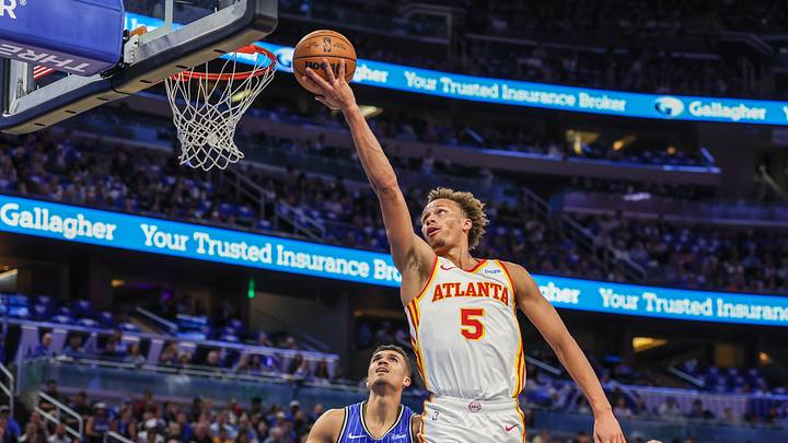 Oct 21, 2026; Orlando, Florida, USA; Atlanta Hawks guard Dyson Daniels (5) shoots against Orlando Magic forward Tristan da Silva (23) during the first quarter at Kia Center. Mandatory Credit: Mike Watters-Imagn Images Oct 21, 2026; Orlando, Florida, USA; Atlanta Hawks guard Dyson Daniels (5) shoots against Orlando Magic forward Tristan da Silva (23) during the first quarter at Kia Center. Mandatory Credit: Mike Watters-Imagn Images