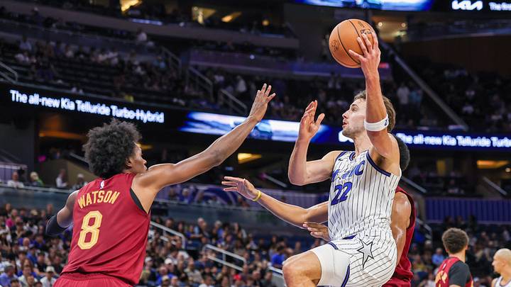 Oct 13, 2026; Orlando, Florida, USA; Orlando Magic forward Franz Wagner (22) passes the ball against Cleveland Cavaliers forward Peyton Watson (8) during the second quarter at Kia Center. Mandatory Credit: Mike Watters-Imagn Images Oct 13, 2026; Orlando, Florida, USA; Orlando Magic forward Franz Wagner (22) passes the ball against Cleveland Cavaliers forward Peyton Watson (8) during the second quarter at Kia Center. Mandatory Credit: Mike Watters-Imagn Images