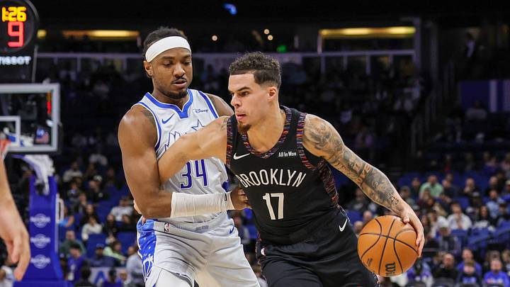 Feb 5, 2026; Orlando, Florida, USA; Brooklyn Nets forward Michael Porter Jr. (17) drives around Orlando Magic center Wendell Carter Jr. (34) during the first quarter at Kia Center. Mandatory Credit: Mike Watters-Imagn Images Feb 5, 2026; Orlando, Florida, USA; Brooklyn Nets forward Michael Porter Jr. (17) drives around Orlando Magic center Wendell Carter Jr. (34) during the first quarter at Kia Center. Mandatory Credit: Mike Watters-Imagn Images