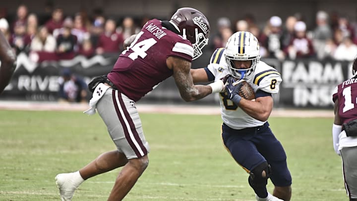 Nov 19, 2022; Starkville, Mississippi, USA; East Tennessee State Buccaneers running back Jacob