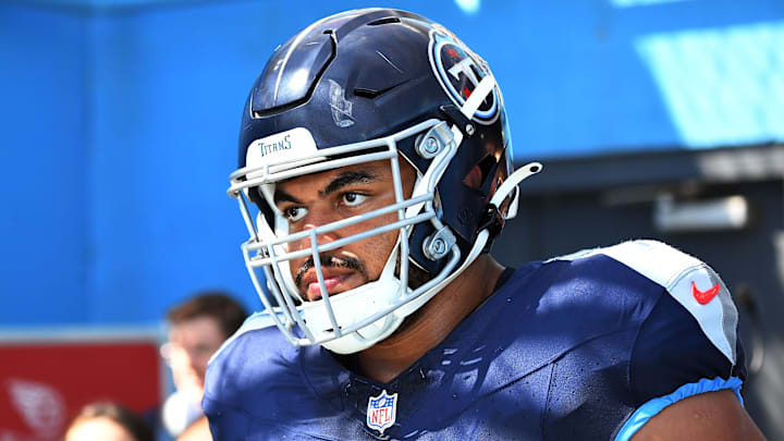 Oct 1, 2023; Nashville, Tennessee, USA; Tennessee Titans offensive tackle Andre Dillard (71) waits to take the field before the game against the Cincinnati Bengals at Nissan Stadium. Mandatory Credit: Christopher Hanewinckel-Imagn Images Oct 1, 2023; Nashville, Tennessee, USA; Tennessee Titans offensive tackle Andre Dillard (71) waits to take the field before the game against the Cincinnati Bengals at Nissan Stadium. Mandatory Credit: Christopher Hanewinckel-Imagn Images