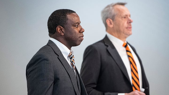 Oregon State head coach JaMarcus Shephard speaks during his introductory press conference at Reser Stadium on Tuesday, Dec. 2, 2025, in Corvallis, Ore. Oregon State head coach JaMarcus Shephard speaks during his introductory press conference at Reser Stadium on Tuesday, Dec. 2, 2025, in Corvallis, Ore.