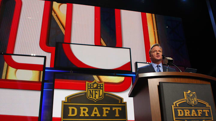 Who will NFL commissioner Roger Goodell announce as the Giants' first-round pick?