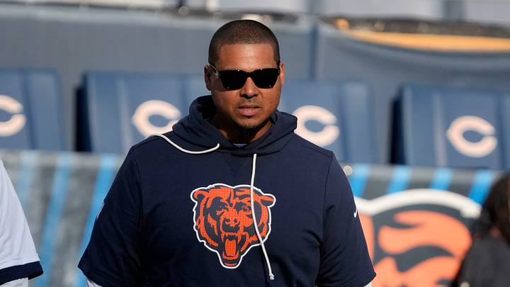 Chicago Bears general manager Ryan Poles before the game at Soldier Field. Mandatory Credit: David Banks-Imagn Images Chicago Bears general manager Ryan Poles before the game at Soldier Field. Mandatory Credit: David Banks-Imagn Images