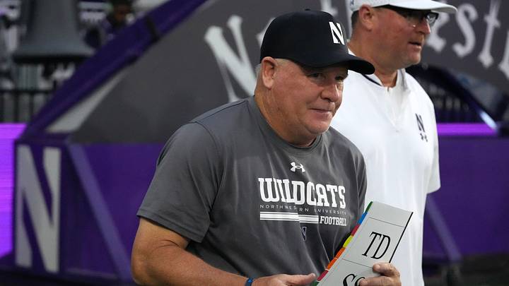 Sep 5, 2026; Evanston, Illinois, USA; Northwestern Wildcats offensive coordinator Chip Kelly looks on before a game against the South Dakota State Jackrabbits at Northwestern Medicine Field at Martin Stadium. Mandatory Credit: David Banks-Imagn Images Sep 5, 2026; Evanston, Illinois, USA; Northwestern Wildcats offensive coordinator Chip Kelly looks on before a game against the South Dakota State Jackrabbits at Northwestern Medicine Field at Martin Stadium. Mandatory Credit: David Banks-Imagn Images