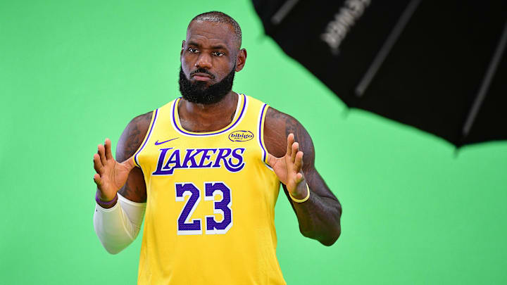 Sep 29, 2025; Los Angeles, CA, USA; Los Angeles Lakers forward LeBron James (23) during media day at UCLA Health Training Center. Mandatory Credit: Gary A. Vasquez-Imagn Images Sep 29, 2025; Los Angeles, CA, USA; Los Angeles Lakers forward LeBron James (23) during media day at UCLA Health Training Center. Mandatory Credit: Gary A. Vasquez-Imagn Images