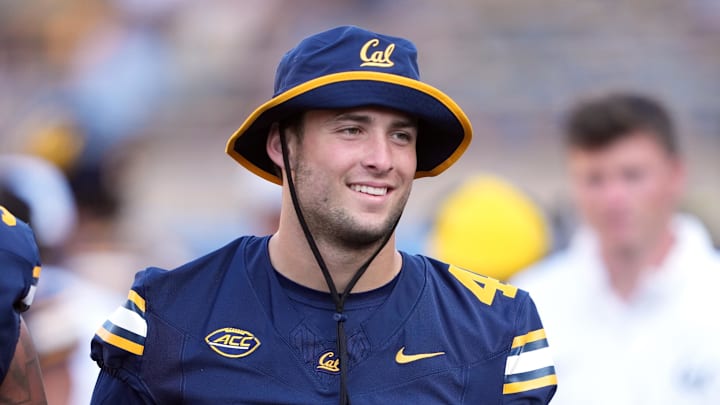 Aug 31, 2024; Berkeley, California, USA; California Golden Bears linebacker Luke Ferrelli (41) during the fourth quarter against the UC Davis Aggies at California Memorial Stadium. Mandatory Credit: Darren Yamashita-Imagn Images