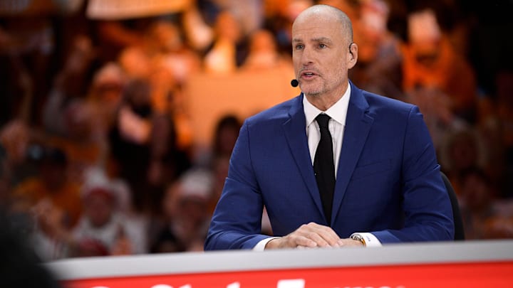 ESPN's Jay Bilas speaks during ESPN's 'College GameDay' broadcast 