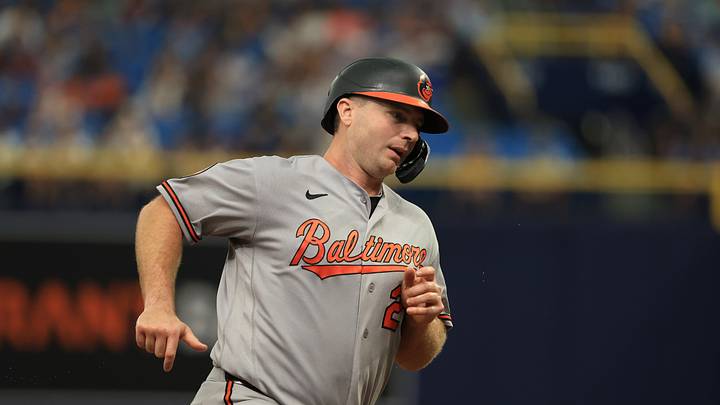 Aug 16, 2026; St. Petersburg, Florida, USA;  Baltimore Orioles designated hitter Pete Alonso (25) runs home to score a run during the sixth inning against the Tampa Bay Rays at Tropicana Field. Mandatory Credit: Kim Klement Neitzel-Imagn Images