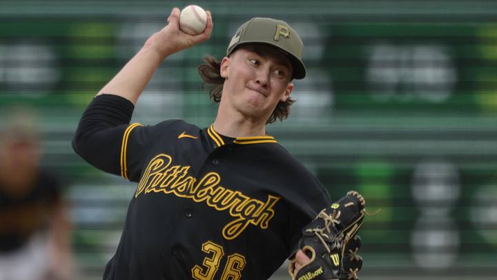 May 16, 2026; Pittsburgh, Pennsylvania, USA; Pittsburgh Pirates starting pitcher Bubba Chandler (36) delivers a pitch  against the Philadelphia Phillies during the first inning at PNC Park. Mandatory Credit: Charles LeClaire-Imagn Images