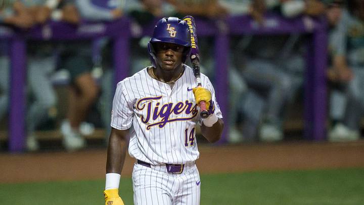 Apr 28, 2026; Baton Rouge, LA, USA; Louisiana State Tigers outfielder Daniel Harden (14) takes a signal from the dugout as he bats against the Southeastern Louisiana Lions at Alex Box Stadium. Mandatory Credit: Matthew Hinton-Imagn Images Apr 28, 2026; Baton Rouge, LA, USA; Louisiana State Tigers outfielder Daniel Harden (14) takes a signal from the dugout as he bats against the Southeastern Louisiana Lions at Alex Box Stadium. Mandatory Credit: Matthew Hinton-Imagn Images