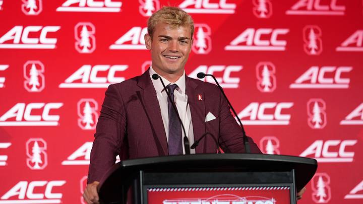 Jul 15, 2026; Charlotte, NC, USA; Stanford's quarterback Davis Warren speaks to the media during ACC Media Days at Hilton Charlotte Uptown. Mandatory Credit: Jim Dedmon-Imagn Images Jul 15, 2026; Charlotte, NC, USA; Stanford's quarterback Davis Warren speaks to the media during ACC Media Days at Hilton Charlotte Uptown. Mandatory Credit: Jim Dedmon-Imagn Images