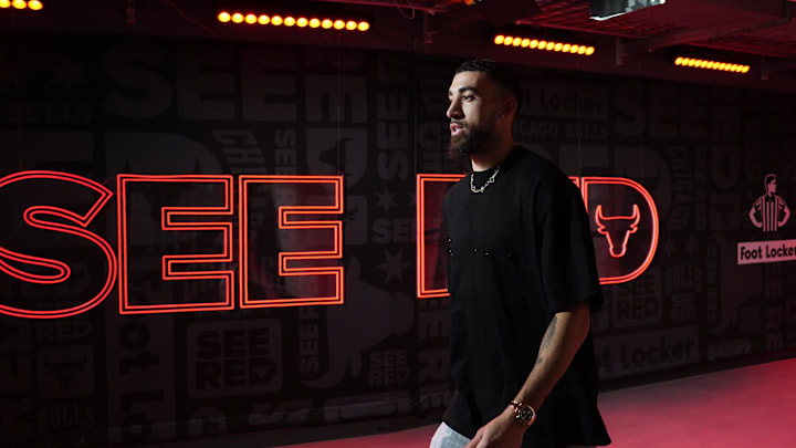 Oct 30, 2024; Chicago, Illinois, USA; Chicago Bulls guard Chris Duarte (27) walks into the United Center before the game against the Orlando Magic. Oct 30, 2024; Chicago, Illinois, USA; Chicago Bulls guard Chris Duarte (27) walks into the United Center before the game against the Orlando Magic.