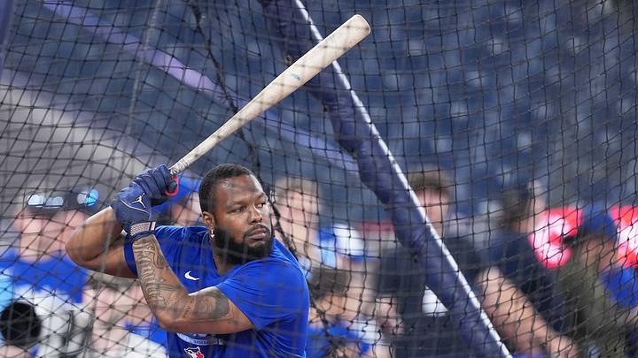Vladimir Guerrero Jr. takes batting practice before a game against the Boston Red Sox at Rogers Centre. Vladimir Guerrero Jr. takes batting practice before a game against the Boston Red Sox at Rogers Centre.