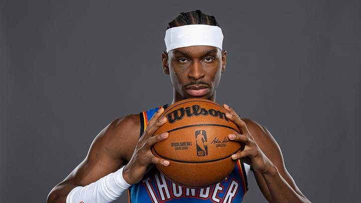 Sep 29, 2025; Oklahoma City, OK, USA; Oklahoma City Thunder guard Shai Gilgeous-Alexander poses for a photo during the 2025 Oklahoma City Thunder media day at Paycom Center. Mandatory Credit: Alonzo Adams-Imagn Images Sep 29, 2025; Oklahoma City, OK, USA; Oklahoma City Thunder guard Shai Gilgeous-Alexander poses for a photo during the 2025 Oklahoma City Thunder media day at Paycom Center. Mandatory Credit: Alonzo Adams-Imagn Images