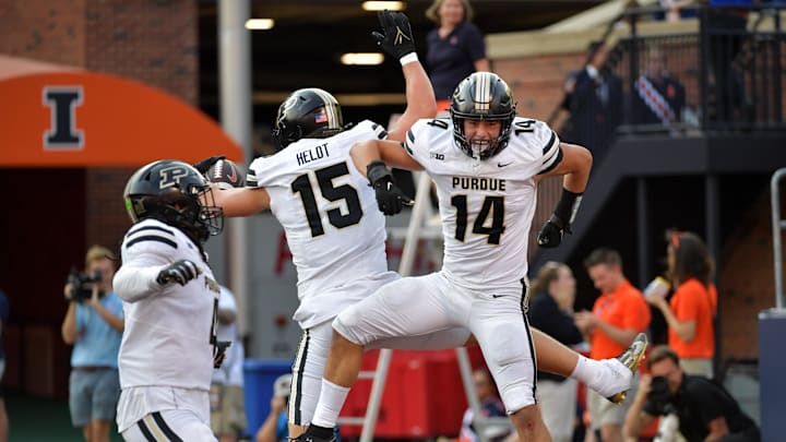 Purdue celebrates in the second half at Memorial Stadium. Purdue celebrates in the second half at Memorial Stadium.