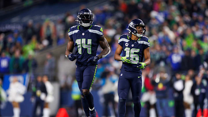 DK Metcalf and Tyler Lockett of the Seattle Seahawks
