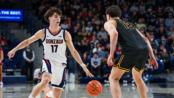 Gonzaga Bulldogs guard Mario Saint-Supery (17). Gonzaga Bulldogs guard Mario Saint-Supery (17).