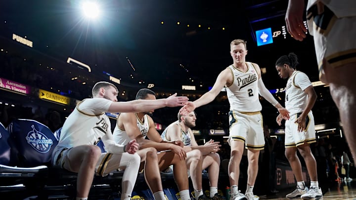 Purdue Boilermakers guard Braden Smith (3) and Purdue Boilermakers guard Fletcher Loyer (2) 