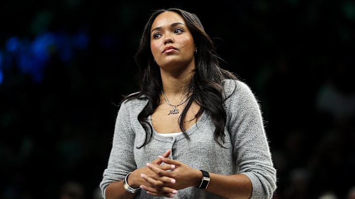May 9, 2026; Minneapolis, Minnesota, USA; Minnesota Lynx forward Napheesa Collier (24) looks on before the second half against the Atlanta Dream at Target Center. Mandatory Credit: Matt Krohn-Imagn Images