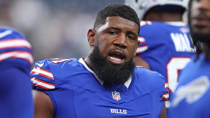 Sep 13, 2026; Houston, Texas, USA; Buffalo Bills defensive tackle Ed Oliver (91) before the game against the Houston Texans at Reliant Stadium. 