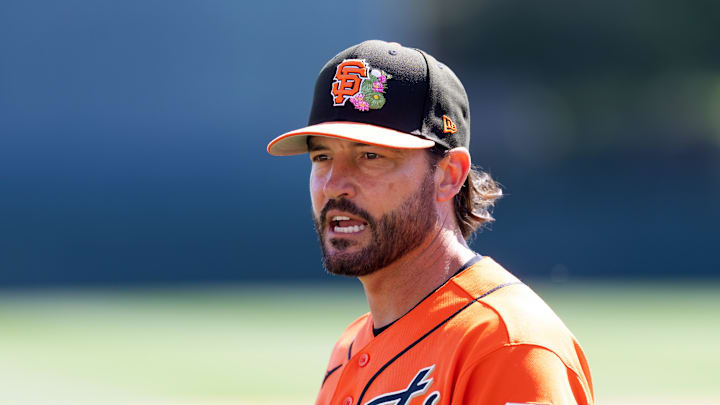 Mar 2, 2026; Phoenix, Arizona, USA; San Francisco Giants manager Tony Vitello against the Chicago White Sox during a spring training game at Camelback Ranch-Glendale. Mandatory Credit: Mark J. Rebilas-Imagn Images Mar 2, 2026; Phoenix, Arizona, USA; San Francisco Giants manager Tony Vitello against the Chicago White Sox during a spring training game at Camelback Ranch-Glendale. Mandatory Credit: Mark J. Rebilas-Imagn Images