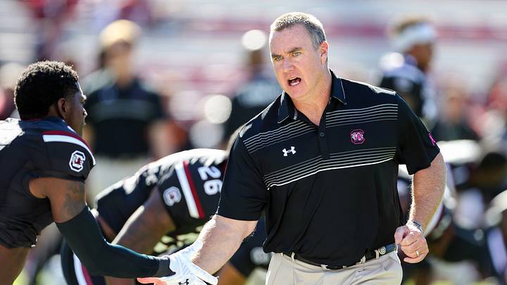 Oct 17, 2015; Columbia, SC, USA; South Carolina Gamecocks interim head coach Shawn Elliott before the game between Vanderbilt and South Carolina at Williams-Brice Stadium. Mandatory Credit: Jim Dedmon-USA TODAY Sports Oct 17, 2015; Columbia, SC, USA; South Carolina Gamecocks interim head coach Shawn Elliott before the game between Vanderbilt and South Carolina at Williams-Brice Stadium. Mandatory Credit: Jim Dedmon-USA TODAY Sports