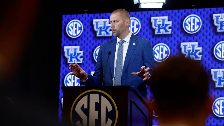 Oct 14, 2026; Birmingham, AL, USA; Kentucky Wildcats head coach Mark Pope speaks during the SEC Basketball Tipoff at Grand Bohemian Hotel Mountain Brook. Mandatory Credit: Butch Dill-Imagn Images Oct 14, 2026; Birmingham, AL, USA; Kentucky Wildcats head coach Mark Pope speaks during the SEC Basketball Tipoff at Grand Bohemian Hotel Mountain Brook. Mandatory Credit: Butch Dill-Imagn Images