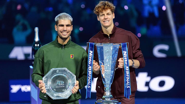 Jannik Sinner defeated Carlos Alcaraz to claim the ATP Finals title. Jannik Sinner defeated Carlos Alcaraz to claim the ATP Finals title.