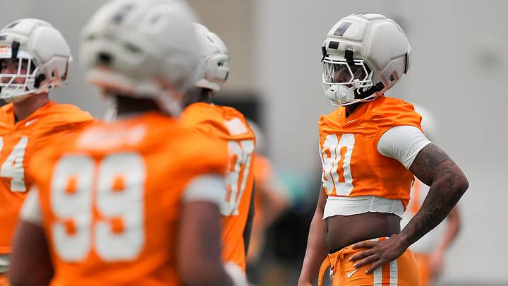 Tennessee defensive lineman Chaz Coleman (90) during the Vols' first spring football practice in Knoxville on March 16, 2026.