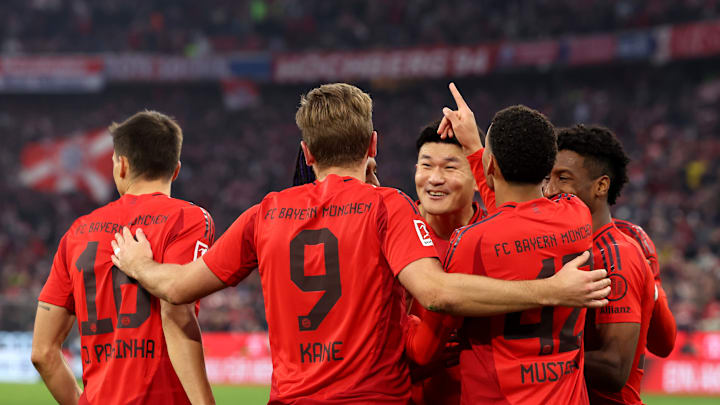 Bayern Munich players celebrate against Union Berlin