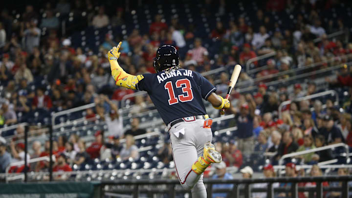 Sep 22, 2023; Washington, District of Columbia, USA; Atlanta Braves right fielder Ronald Acuna Jr.