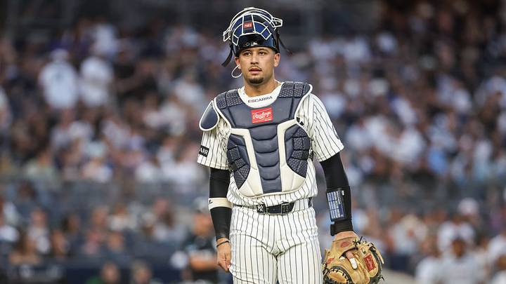 Jun 18, 2026; Bronx, New York, USA; New York Yankees catcher J.C. Escarra (25) at Yankee Stadium. Mandatory Credit: Wendell Cruz-Imagn Images Jun 18, 2026; Bronx, New York, USA; New York Yankees catcher J.C. Escarra (25) at Yankee Stadium. Mandatory Credit: Wendell Cruz-Imagn Images