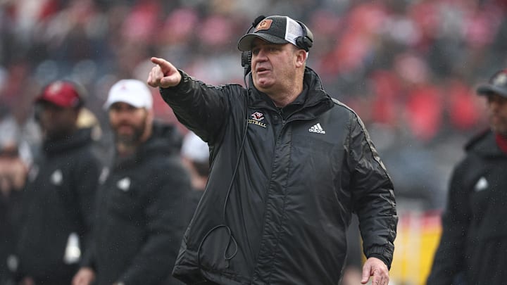 Dec 28, 2024; Bronx, NY, USA; Boston College Eagles head coach Bill O'Brien reacts during the first half against the Nebraska Cornhuskers at Yankee Stadium. Mandatory Credit: Vincent Carchietta-Imagn Images