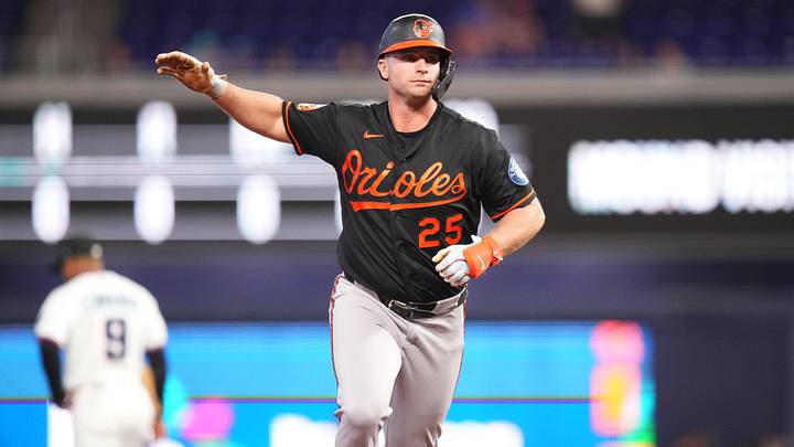 May 6, 2026; Miami, Florida, USA;  Baltimore Orioles first baseman Pete Alonso (25) rounds the bases after hitting a three-run home run in the first inning against the Miami Marlins at loanDepot Park. Mandatory Credit: Jim Rassol-Imagn Images