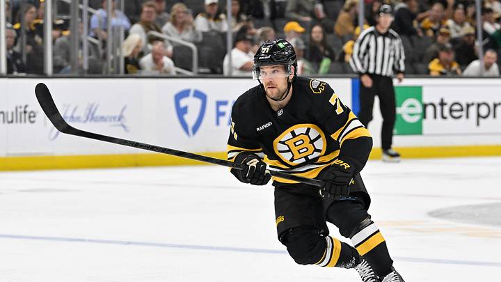 Sep 29, 2025; Boston, Massachusetts, USA;  Boston Bruins left wing Viktor Arvidsson (71) in action during the first period against the Philadelphia Flyers at TD Garden. Mandatory Credit: Eric Canha-Imagn Images