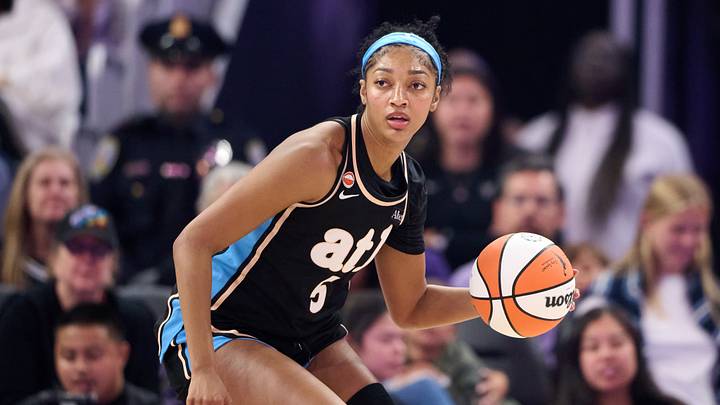 Jun 26, 2026; San Francisco, California, USA; Atlanta Dream forward Angel Reese (5) dribbles the ball against the Golden State Valkyries during the first quarter at Chase Center. Mandatory Credit: Robert Edwards-Imagn Images Jun 26, 2026; San Francisco, California, USA; Atlanta Dream forward Angel Reese (5) dribbles the ball against the Golden State Valkyries during the first quarter at Chase Center. Mandatory Credit: Robert Edwards-Imagn Images