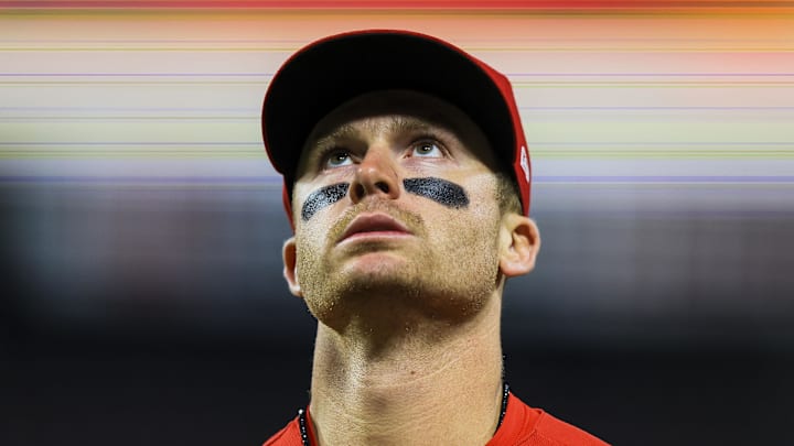 Apr 29, 2026; Cincinnati, Ohio, USA; Cincinnati Reds second baseman Matt McLain (9) walks off the field in the eighth inning against the Colorado Rockies at Great American Ball Park. Mandatory Credit: Katie Stratman-Imagn Images