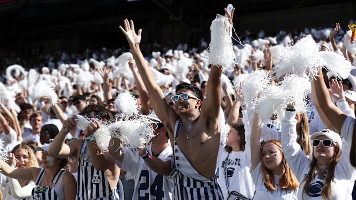 Penn State students cheer during the third quarter against the UCLA Bruins at Beaver Stadium. Penn State students cheer during the third quarter against the UCLA Bruins at Beaver Stadium.
