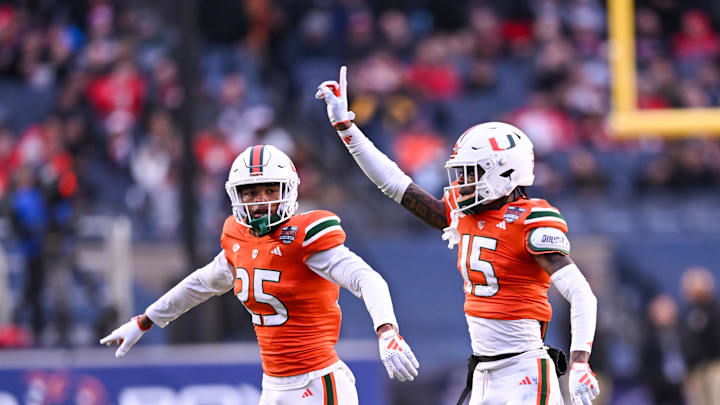 Dec 28, 2023; Bronx, NY, USA; Miami Hurricanes defensive back Markeith Williams (15) and Miami
