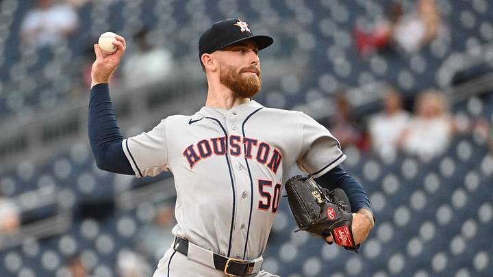 Houston Astros pitcher Mike Burrows (50)Credit: Brad Mills-Imagn Images