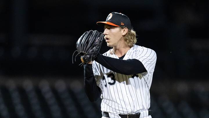 Nov 9, 2025; Mesa, AZ, USA; Chicago White Sox pitcher Hagen Smith during the Arizona Fall League Fall Stars Game at Sloan Park. Mandatory Credit: Mark J. Rebilas-Imagn Images