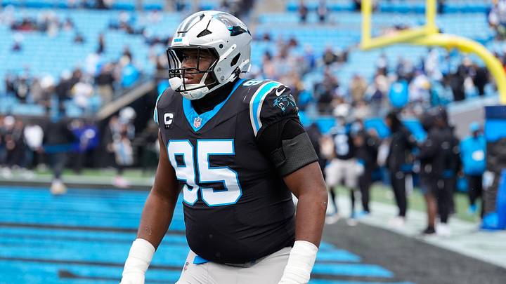 Nov 30, 2025; Charlotte, North Carolina, USA; Carolina Panthers defensive end Derrick Brown (95) warms up before the game against the Los Angeles Rams at Bank of America Stadium. Mandatory Credit: Jim Dedmon-Imagn Images Nov 30, 2025; Charlotte, North Carolina, USA; Carolina Panthers defensive end Derrick Brown (95) warms up before the game against the Los Angeles Rams at Bank of America Stadium. Mandatory Credit: Jim Dedmon-Imagn Images