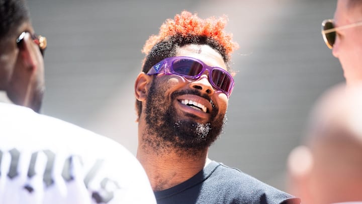 Former Tennessee football player Jauan Jennings during Tennessee's Orange & White spring football game at Neyland Stadium on Saturday, April 13, 2024.