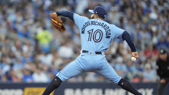 Toronto Blue Jays pitcher Simeon Woods Richardson pitches at Rogers Centre. 