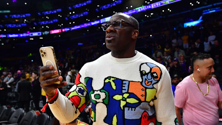 Shannon Sharpe attends a game between the Thunder and Lakers in 2023.